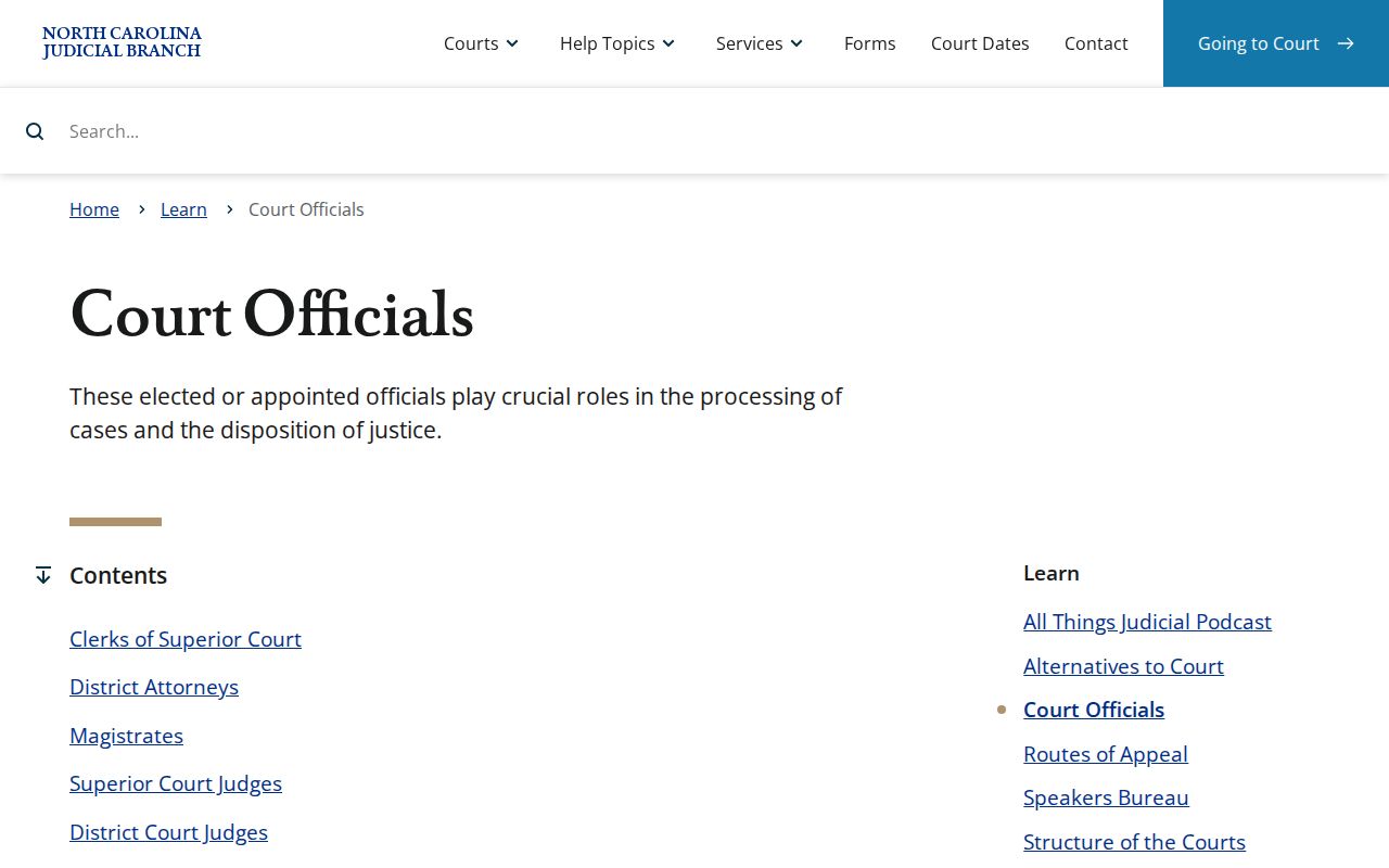 North Carolina court clerks duties and selection