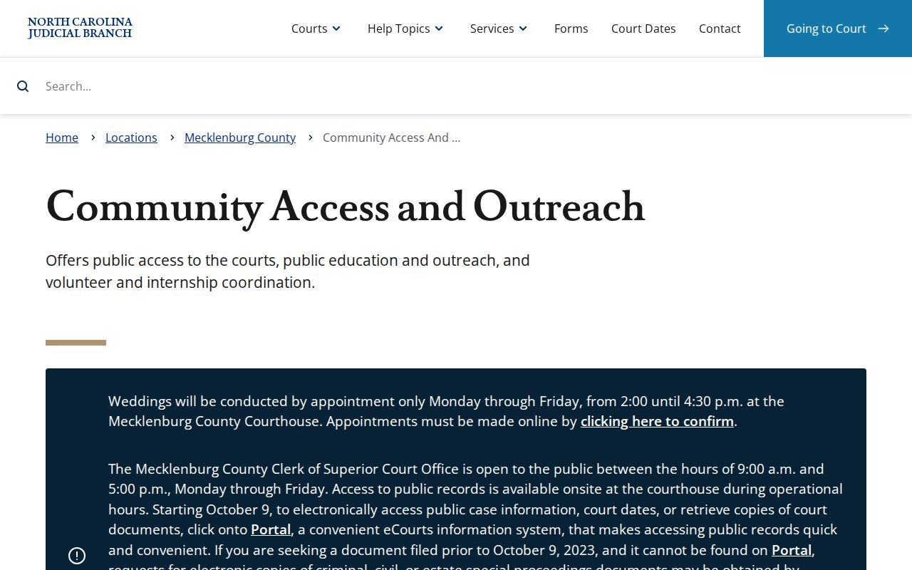 North Carolina court clerks electronic and archived record access