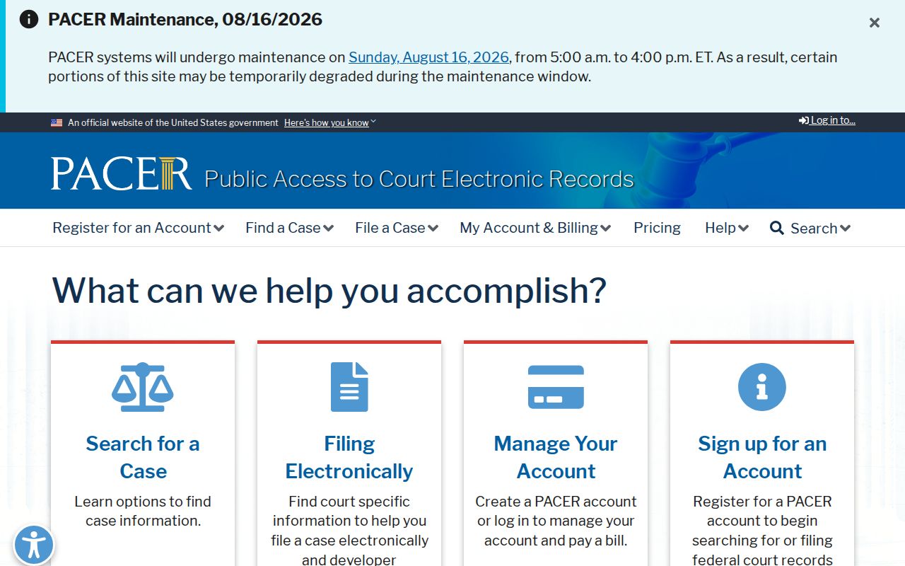 North Carolina federal court dockets PACER registration