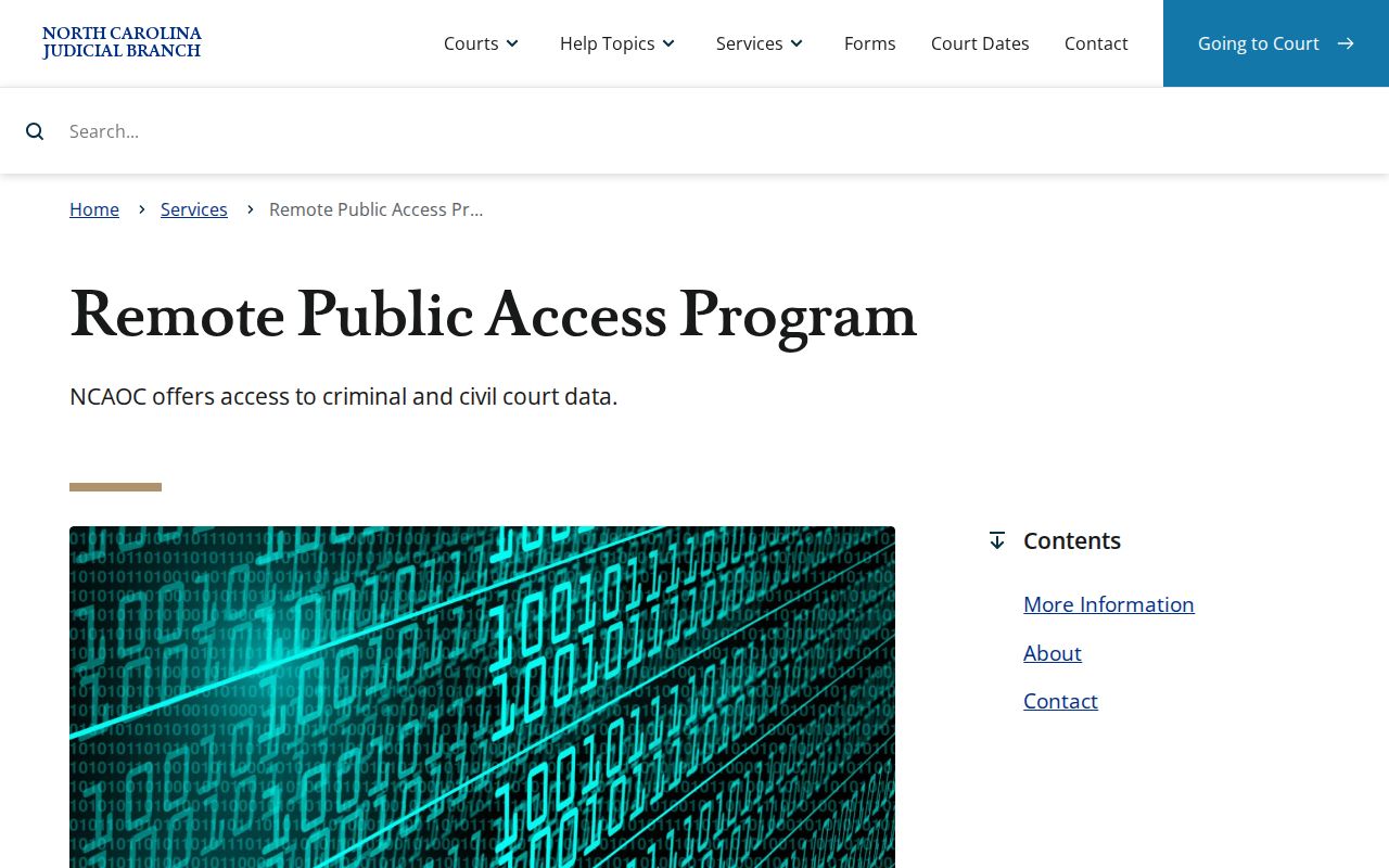North Carolina court records remote access program