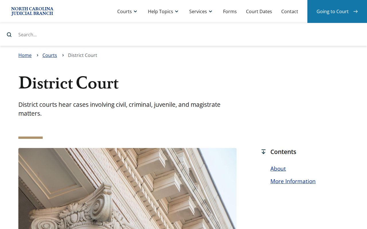 District Court Division in the North Carolina court system
