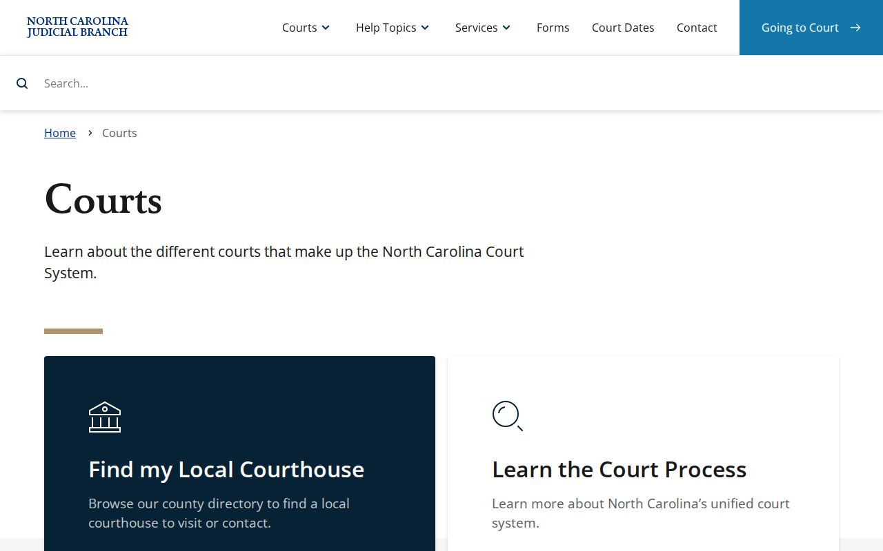 Official North Carolina court system levels