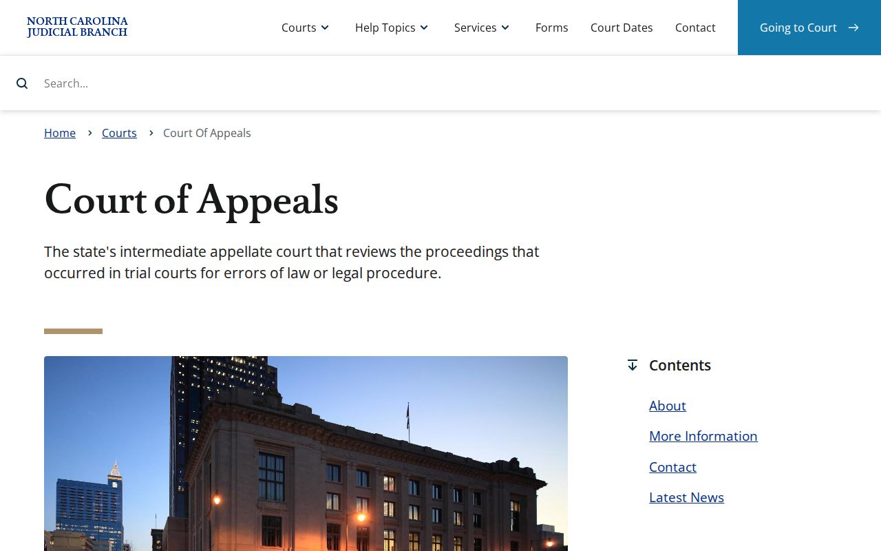 North Carolina Court of Appeals court system overview