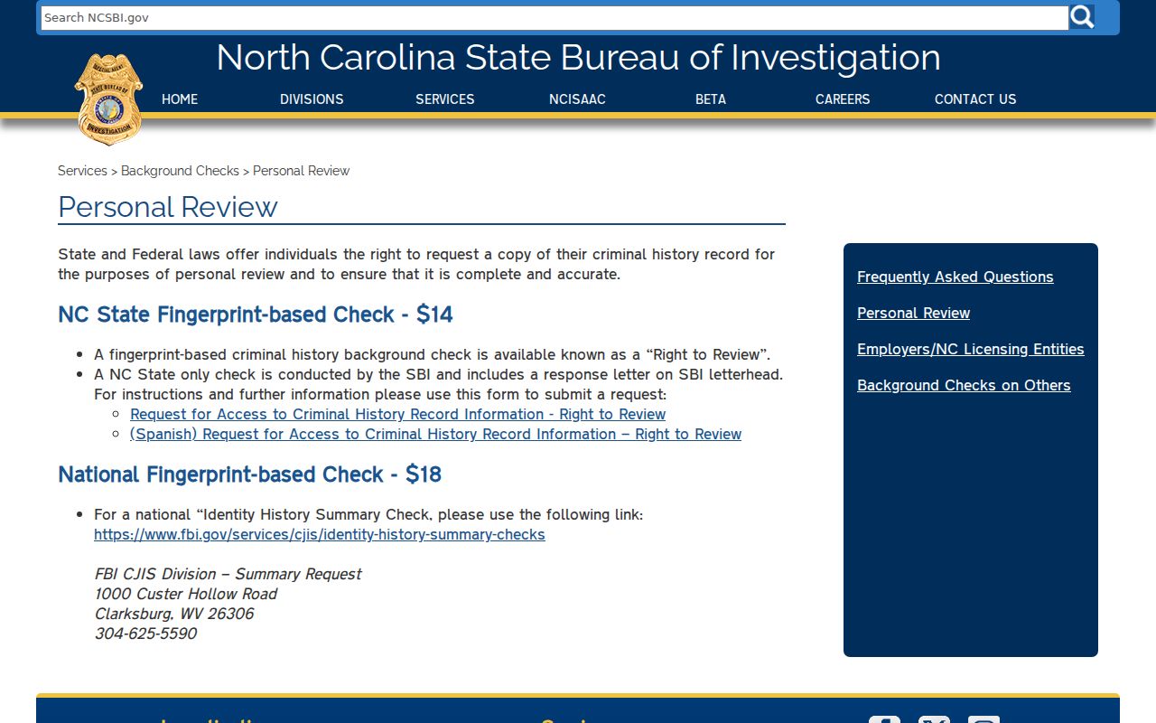 North Carolina criminal history Right to Review