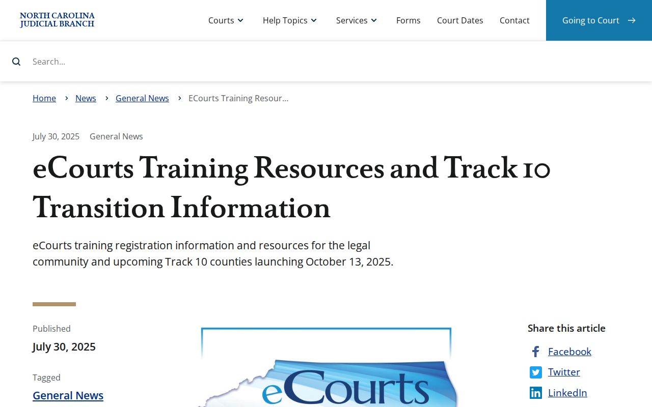 North Carolina court records eCourts training resources