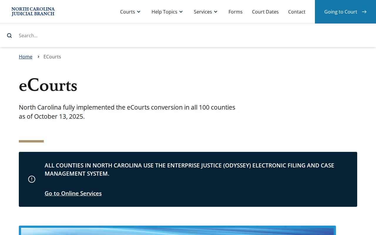 North Carolina court records eCourts statewide platform
