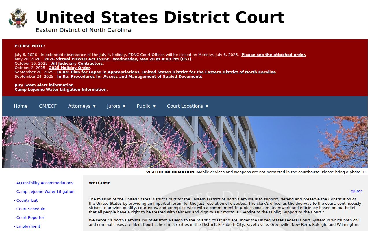North Carolina court records Eastern federal district court